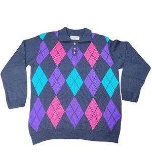 Vintage Alfred Dunner Size Medium Jumper 90's Argyle Pattern Made In USA
